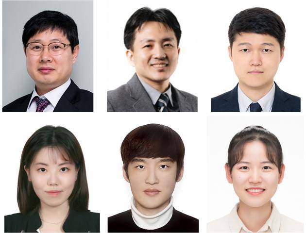 (상단 왼쪽부터) 고려대 화공생명공학과 안동준 교수(교신저자), 서울대 기계공학부 김도년 교수(공동 교신저자), 한양대 바이오신약융합학부 이찬석 교수(공동 교신저자), (하단 왼쪽부터) 고려대 이예담 박사(제1저자), 고려대 정우혁 박사(공동 제1저자), 서울대 전경화 박사과정(공동 제1저자)(사진=고려대)