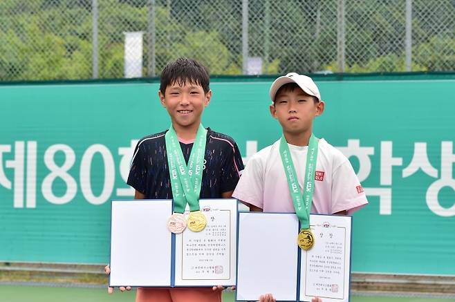 남자 12세부 복식 우승 조훈기 홍서준