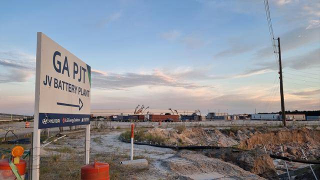 6일 미국 조지아주 서배나 인근 엘라벨의 현대차그룹-LG에너지솔루션 합작 배터리 공장 건설 현장. 엘라벨=권경성 특파원