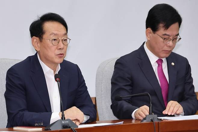 발언하는 김도읍 정책위의장 - 국민의힘 김도읍 정책위의장이 2일 서울 여의도 국회에서 열린 원내대책회의에서 발언하고 있다. 2025.9.2 연합뉴스