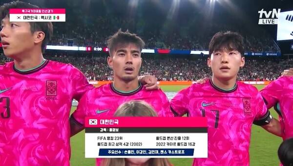 애국가를 따라부르는 옌스 카스트로프. ⓒtvN