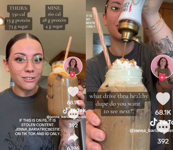 최근 커피에 단백질 파우더를 넣어 마시는 ‘프로피(proffee)’가 온라인상에서 인기를 끌고 있다./사진=틱톡 캡처