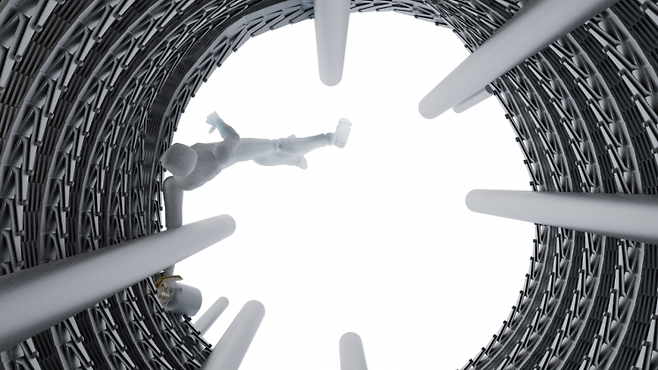 올해 5월19일 오전 3시 사고가 발생한 경기 시흥시 SPC삼립 공장의 '스파이럴 냉각 컨베이어' 가동 모습을 3D로 재현했다. 양씨는 윤활유를 뿌리기 위해 가동 중인 기계 하단부로 들어갔다. 기계 하단부에는 비상정지 버튼이 없었다. 스튜디오 우타