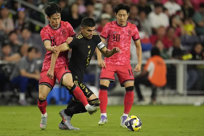 한국 축구대표팀과 멕시코의 평가전 모습. 사진=AP 연합뉴스