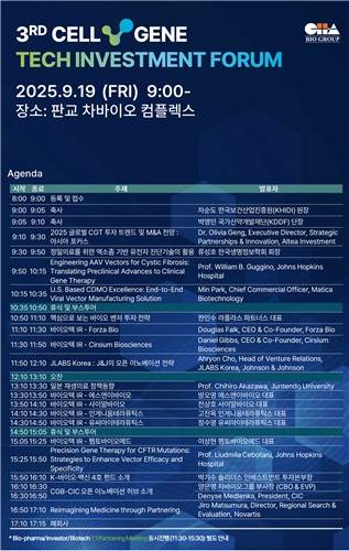 '제3회 Cell & Gene Tech Investment Forum'  [차바이오그룹 제공. 재판매 및 DB 금지]