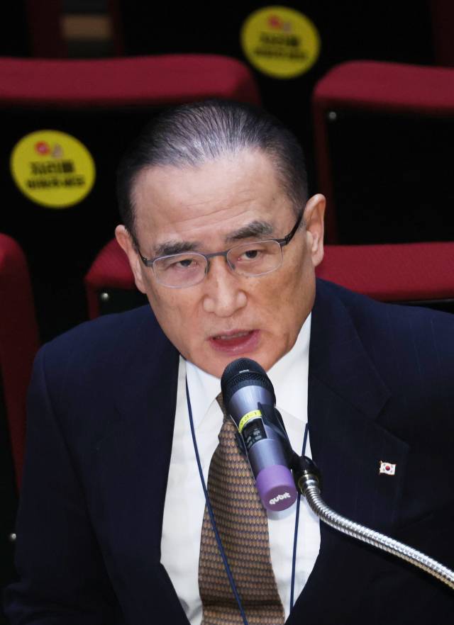 위성락 국가안보실장이 12일 용산 대통령실에서 외교 현안 관련 기자간담회를 하고 있다. 연합뉴스