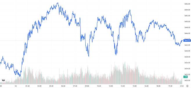 TV 국제 금시세(금값) 0.26% 상승 (3643달러)