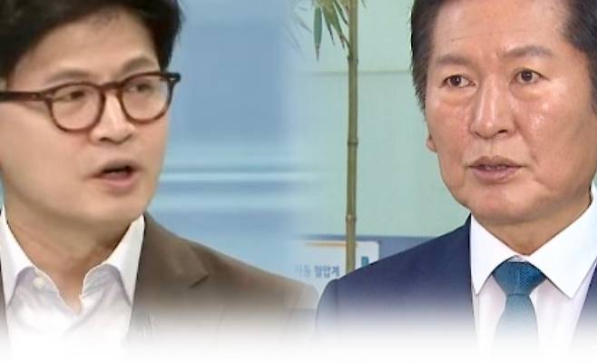 정청래 더불어민주당 대표(오른쪽), 한동훈 전 국민의힘 대표.