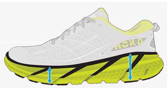 커다란 중창이 특징인 호카 운동화
