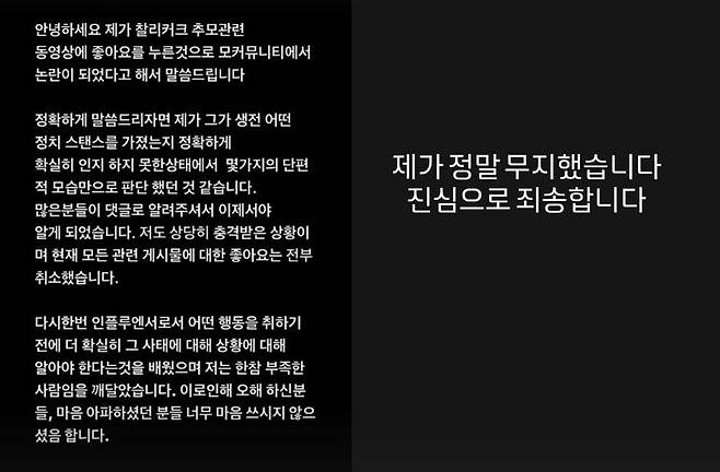 해쭈 개인 SNS 채널 캡처
