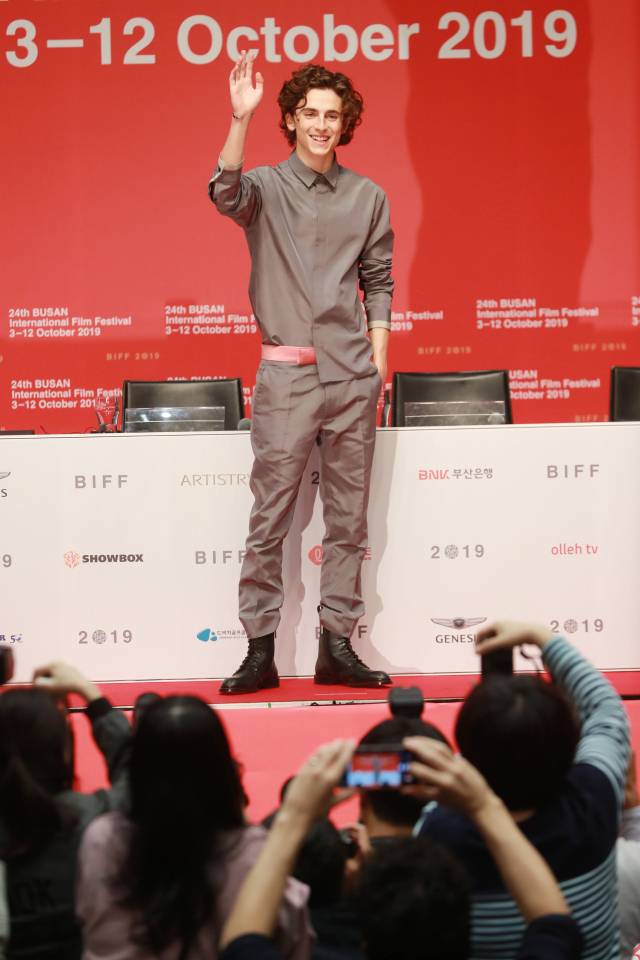 2019년 제24회 부산국제영화제를 찾은 배우 티모시 샬라메. 부산일보DB