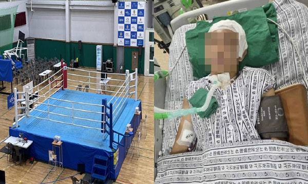 제55회 대통령배 전국시도복싱대회 현장, 지난 3일 뇌 수술을 받은 조연호 군은 열흘이 다 돼 가는 현재까지 의식을 찾지 못하고 있다. (사진=조연호 군 부모 제공)