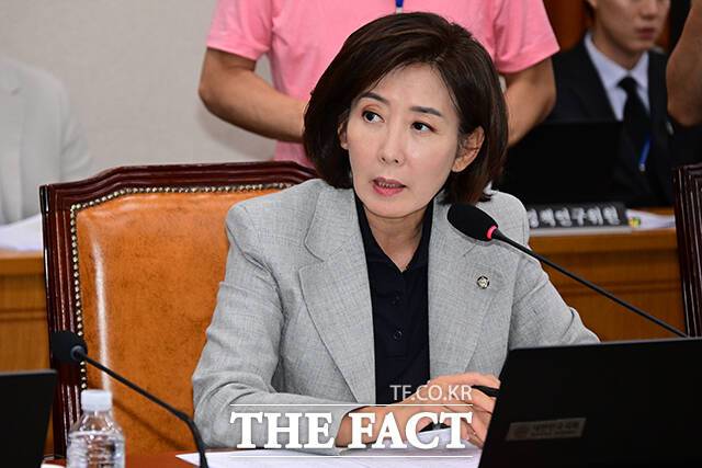 나경원 국민의힘 의원이 이재명 대통령의 주유엔 대사 내정에 대해 비판했다. 사진은 10일 오후 서울 여의도 국회 법제사법위원회에서 열린 전체회의에서 나경원 국민의힘 의원이 발언을 하고 있는 모습이다. /국회=남윤호 기자