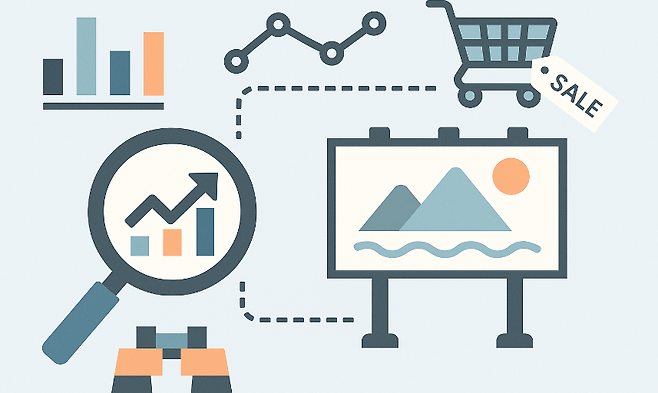 3편은 제주 관광의 관심 구조와 전환 속도를 산업 전략으로 확장해 해석한다. 데이터 분석과 소비 흐름, 관광 상품 설계가 맞물리는 과정을 상징적으로 담은 이미지.