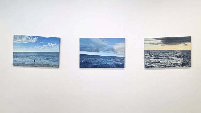 국제갤러리 부산에서 전시 중인 안규철 작가의 ‘세 개의 수평선(2024)’ /김경미기자