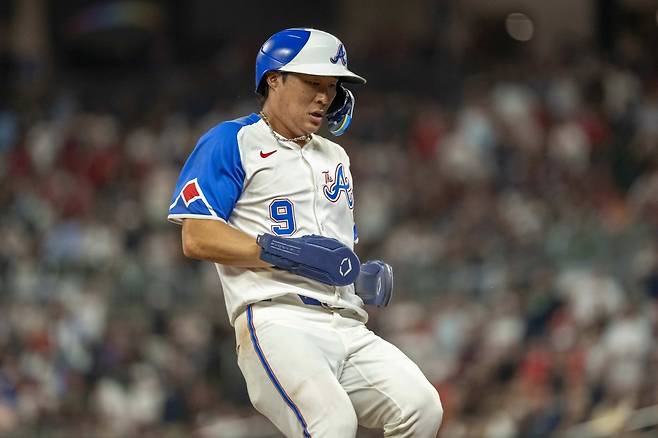 애틀랜타 김하성은 14일(한국시간) 트루이스트파크에서 열린 ‘2025 MLB’ 휴스턴전에서 6번타자 유격수로 선발출전해 3타수 1안타 1타점을 기록했다. 이적 이후 득점권 타율 0.600으로 해결사 역할을 해내고 있다.｜AP뉴시스