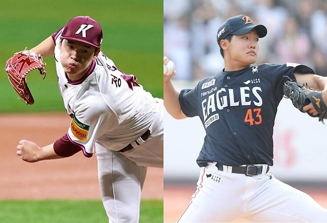 ▲ 왼쪽부터 정현우, 정우주 ⓒ키움 히어로즈, 한화 이글스