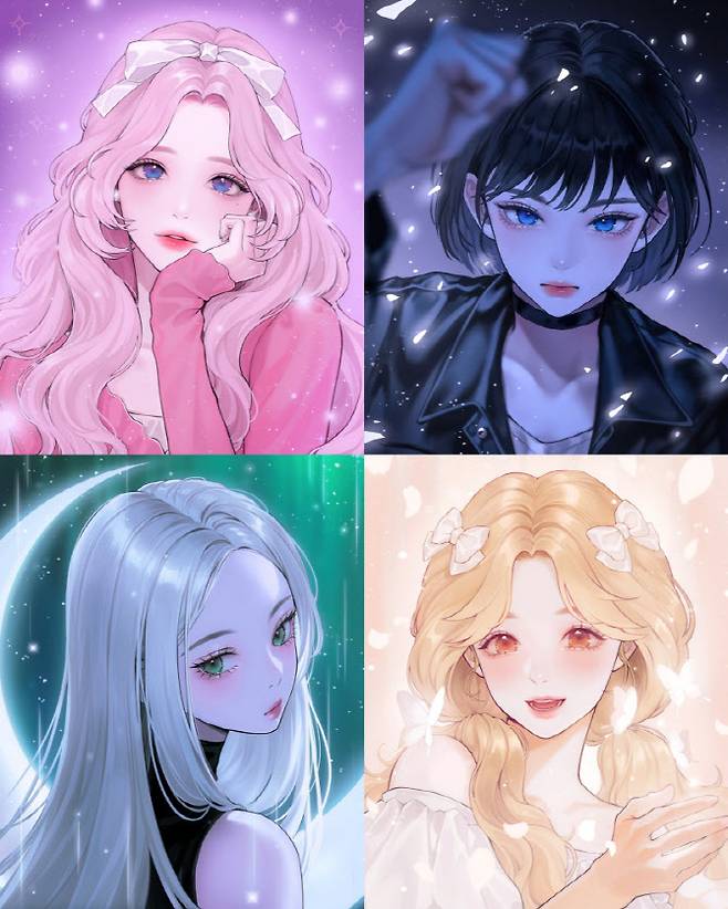 버추얼 아이돌 그룹 라피드아이(RapidEye). (우상단부터) 멤버 루나, 이나, 하루, 리브 (사진=FM STUDIO)
