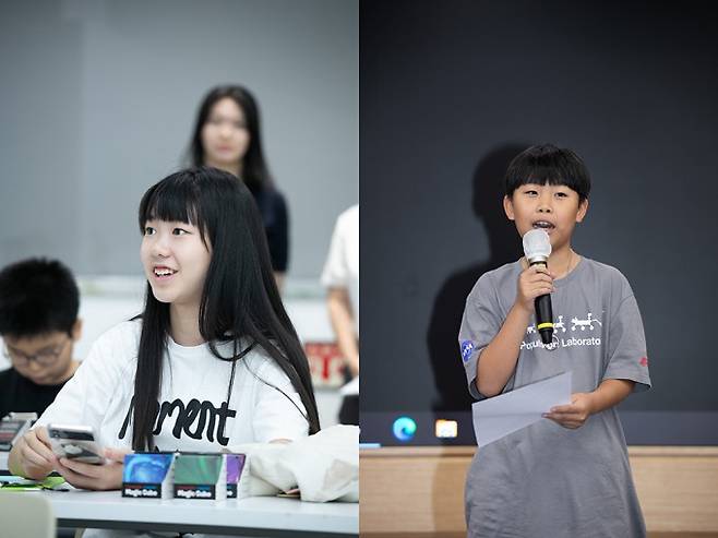 (왼쪽부터)어린이 우주인으로 선발된 조유경, 김지오 어린이. 스튜디오51 제공