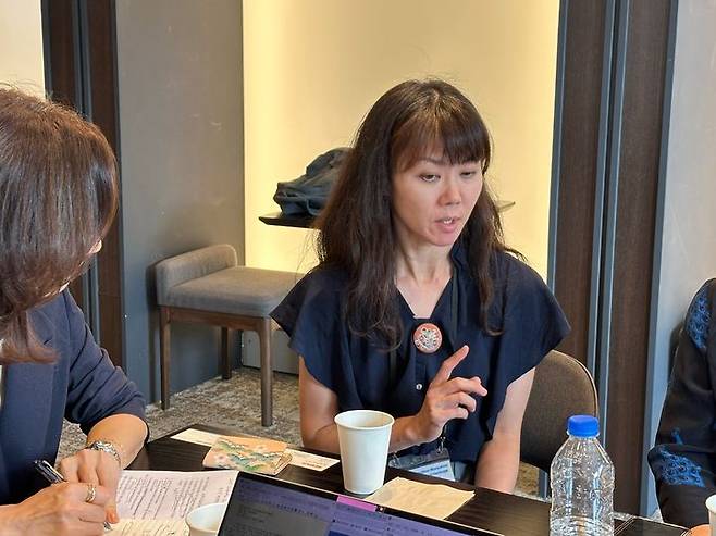 [서울=뉴시스] 국외소재문화우산재단 '해외전문가 보존처리 교육 워크숍' 참가자 영국박물관 보존처리전문가 교코 구스노키가 13일 서울 인사동 나인트리호텔에서 인터뷰하고 있다. (사진=국외소재문화우산재단 제공) 2025.09.15. photo@newsis.com *재판매 및 DB 금지