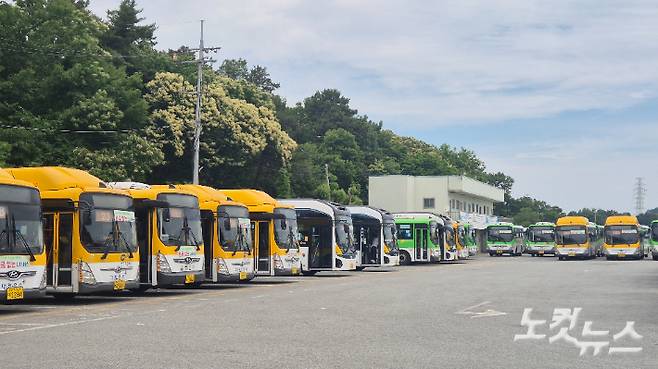 시내버스 차고지. 한아름 기자