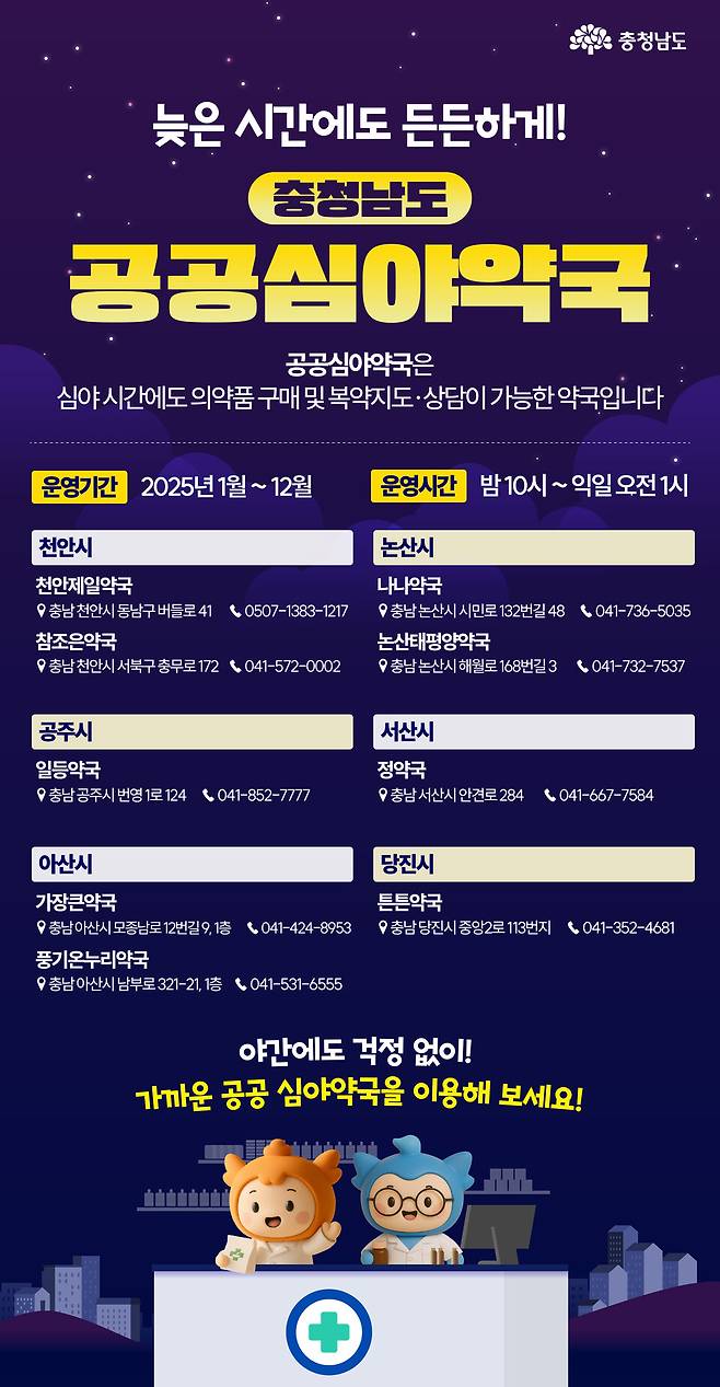 공공심야약국 포스터 ⓒ충남도 제공