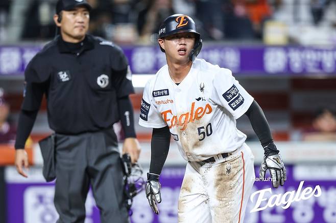 결승득점을 올린 한화 이원석.  한화 이글스 제공