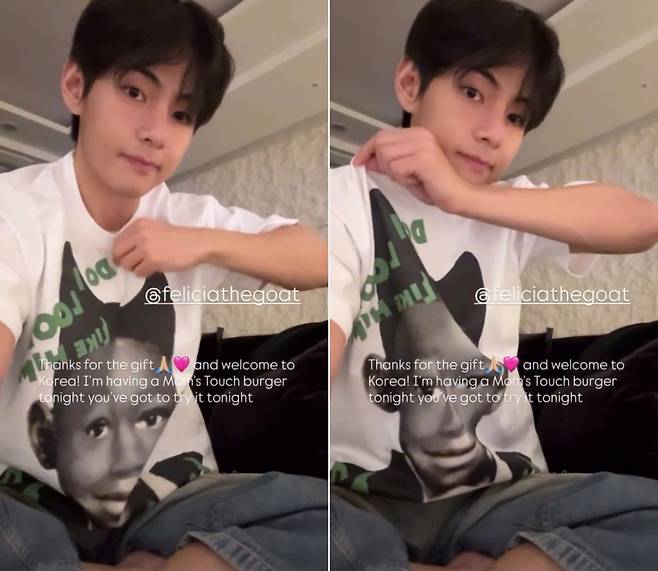 "오늘 밤 맘스터치 버거를 먹을 거예요" 방탄소년단 뷔, '타일러, 더 크리에이터' 콘서트 훈훈 인증샷