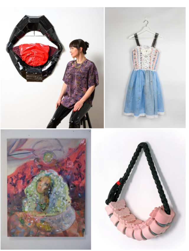 여성 아티스트 4인의 그룹전. 사진 위에서 오른쪽 시계방향으로, Agne Kisonaite, Aimee Meng, Rhea In, 박소은 작가 작품. 허먼갤러리 제공