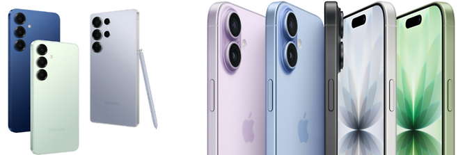 갤럭시S25시리즈(왼쪽)와 아이폰17시리즈