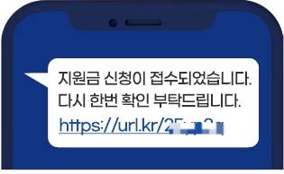 금융기관을 사칭해 발송한 민생회복 소비쿠폰 스미싱 문자 사례. 금융위원회