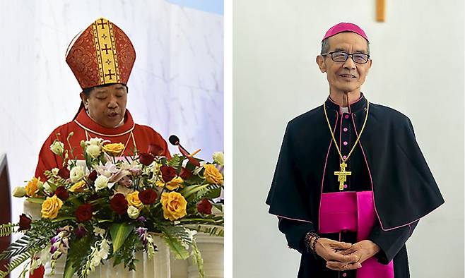 왕전구이 주교(왼쪽), 추이타이 명예주교.