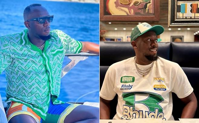 왼쪽은 2024년 근황 사진, 오른쪽은 2025년 8월 22일 연인 카시 베넷이 우사인 볼트의 전날 생일을 기념해 공개한 모습. 카시 베넷 인스타그램