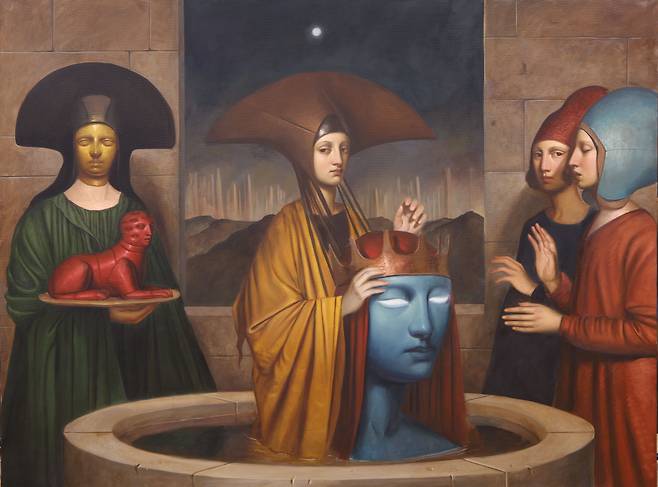 Alessandro Sicioldr, Lo Sposalizio (The Mystical Marriage), 2025, oil on linen, 150×200cm