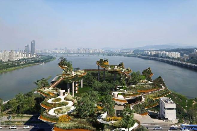 노들 글로벌 예술섬 국제지명설계공모에서 최종 선정된 노들섬 정비안. 서울시