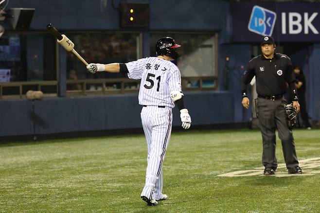 LG 홍창기가 지난 13일 잠실 KIA전 대타로 타석에 들어서고 있다. 사진=구단 제공