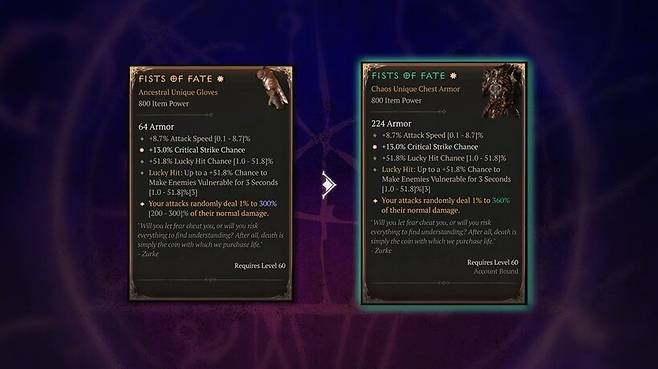 ▲ 혼돈의 방어구를 통해 더욱 다양한 빌드에 도전해볼 수 있을 것으로 전망된다