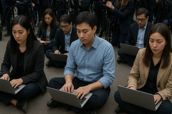 ▲ 취재하는 기자들 사진 (생성형 AI(chatgpt)로 만든 이미지입니다)