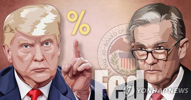 트럼프 대통령 - 파월 연준 의장 (PG) [정연주 제작] 일러스트