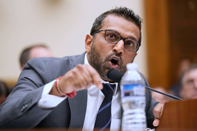 캐시 파텔 미국 연방수사국(FBI) 국장이 17일 하원 법사위원회에 출석해 발언을 하고 있다. /AP 연합뉴스