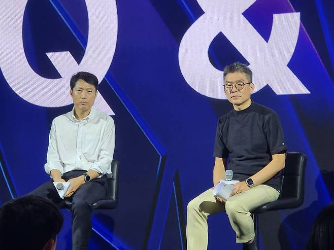 왼쪽부터 순서대로 위메이드 김석환 부사장, 안용운 CTO