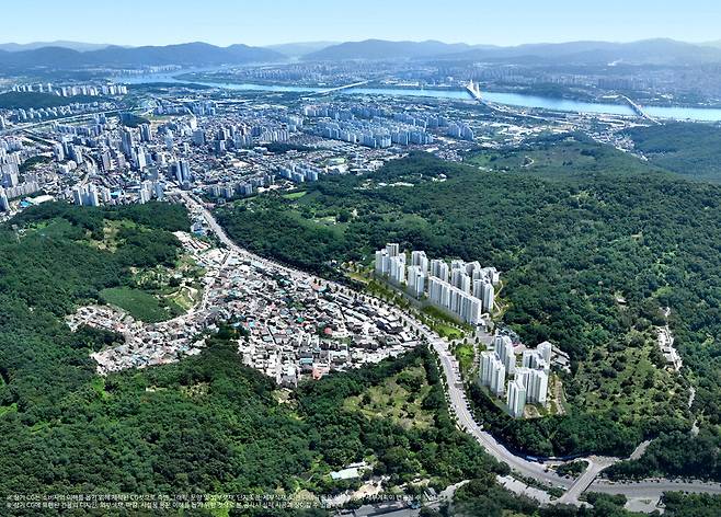 중흥S-클래스 힐더포레 광역 조감도.  포애드원