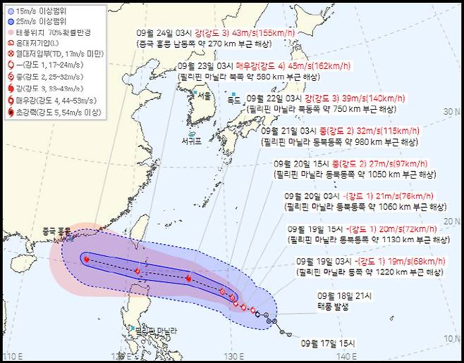 태풍 ‘라가사’ (사진=기상청 홈페이지)