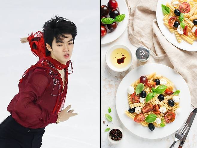 피겨 선수 차준환은 혈당, 체중 관리를 위해 듀럼 밀로 만든 파스타를 즐겨 먹는다. [사진=연합뉴스, 게티이미지뱅크]