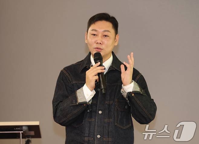 19일 경기 성남시 분당구 판교스타트업캠퍼스에서 열린 반려동물 산업 육성 협의회 제16회 IR데이에서 박양세 네오메이션 대표가 간담회 성과 발표를 하고 있다. 2025.9.19/뉴스1 ⓒ News1 김영운 기자