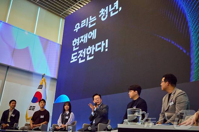 이재명 대통령이 지난 17일 경기도 성남시 스타트업 스퀘어에서 열린 청년 스타트업 상상콘서트에서 발언을 하고 있다. (이재명 대통령 SNS. 재판매 및 DB 금지)  2025.9.18/뉴스1 ⓒ News1 이재명 기자