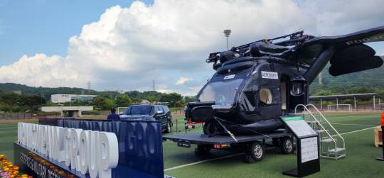 계룡방산전시회(K-GDEX 2025)에 참여한 (주)두리안컴퍼니(충남 논산 소재)의 미래형 교통수단인 UAM(도심항공교통) 모습. 정종만 기자