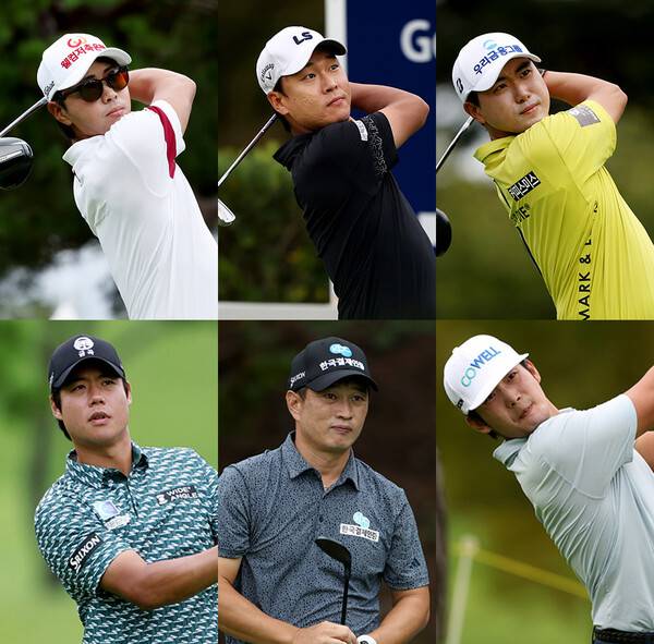 2025년 한국프로골프(KPGA) 투어 골프존 오픈에 출전한 이형준, 전가람, 조우영, 박영규, 강윤석, 김종학 프로가 1라운드에서 경기하는 모습이다.&nbsp;사진제공=KPGA (사진을 무단으로 사용하지 마십시오.)