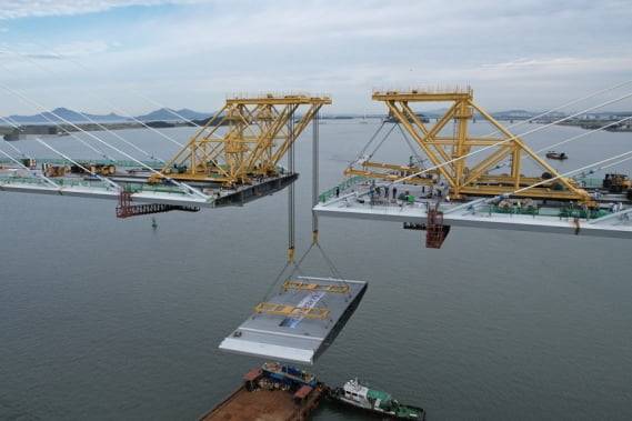 '제3연륙교' 사장교 시공 모습. 포스코이앤씨 제공