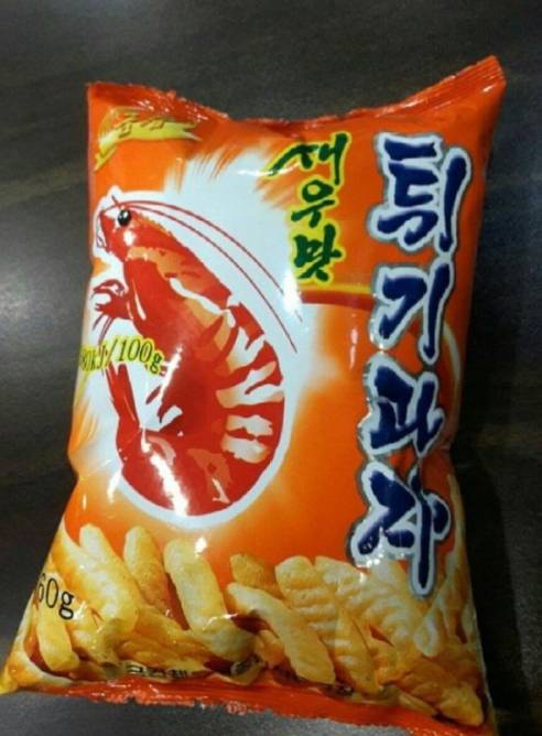 North Korea's knockoff of South Korea's Shrimp Crackers manufactured by Nongshim [SCREEN CAPTURE]